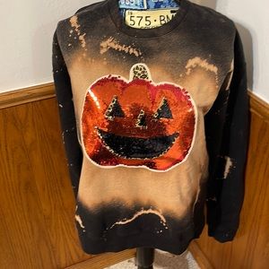 Halloween Sweatshirt Bleached and Sequins